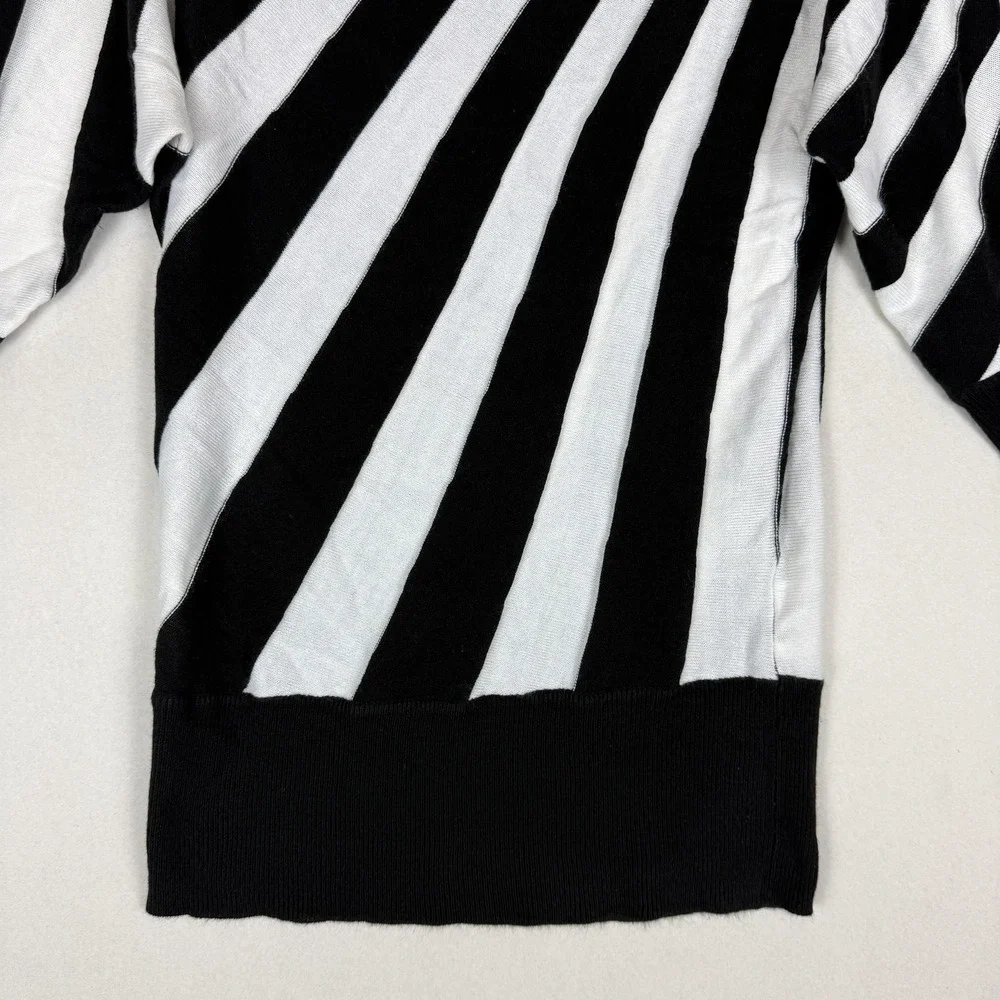 New York‎ & Company Sweater Womens Medium Black Stripe Tunic 3/4 Sleeve Dolman